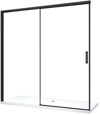 Duschtür für die Nischeneinbau mit Soft-Close-Funktion H 200, mattschwarzer Rahmen 8 mm (Cm 170 (167-170))