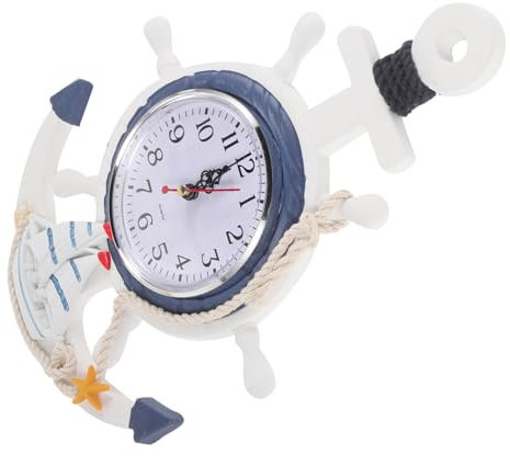 Große Digitale Wanduhr, Digitaluhr, Leuchtturm, Outdoor-Dekoration, rustikale Wanduhr, arabisches, Boot-Uhr, Vintage-Ornamente, Notwendigkeit, Lenkrad, 3D, kein Lärm, Holz