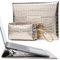 HYZUO 13 Pouces Femmes Housse Ordinateur Portable avec Stand pour MacBook Pro 13 M2 M1 MacBook Air 13 M4 M3 M2 M1 2025-2018 13 iPad Pro/Air, Surface Pro,avec Pochette,Motif Crocodile Champagne-argenté