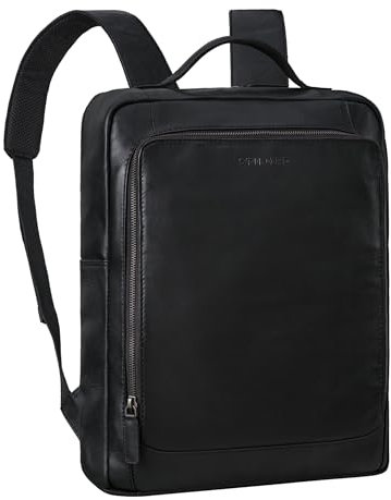 STILORD 'Zabel' Sac à Dos Cuir pour Ordinateur Portable 15,6 Pouces Sac à Dos de Travail Vintage Cuir Hommes et Femmes Sac a Dos cuir véritable, Couleur:noir
