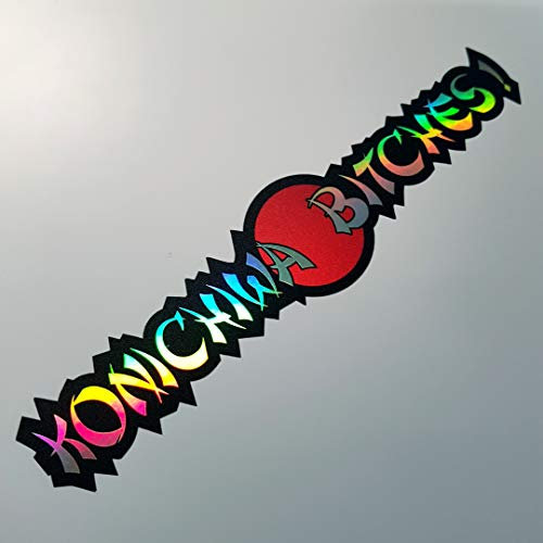 Folien-Zentrum - 2x Konichiwa Bitches Oilslick Schwarz 17,5 x 3,5 cm - hochwertiger Auto Tuning Aufkleber - OEM & JDM Auto Sticker - Lustige Autoaufkleber - Made in Germany