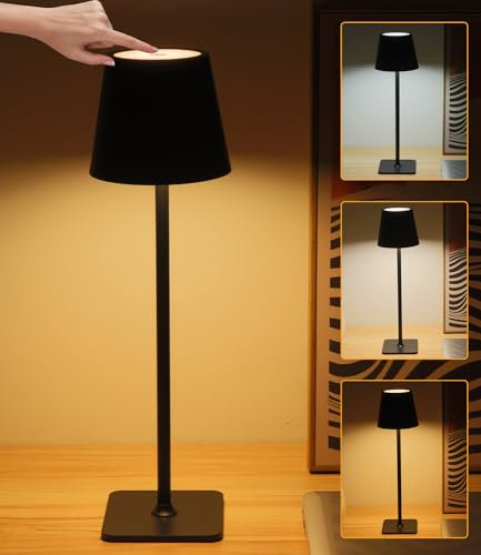 LED Akku Tischlampe Kabellose,Wiederaufladbar Warme Lichtfarbe 3000K+RGB Aluminium Outdoor Tischlampe wasserdicht für Aussen Schlafzimmer Bar Restaurant Tisch Deko Camping,IP54 Wasserdichte