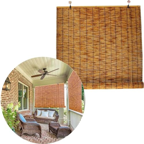 UYTOIZ Rollo Sichtschut Lichtfilterung Bambus Rollos, Outdoor Retro Schilf Vorhang 80 120 140 160 162 100cm, Für Balkon/Terrasse/Garten Sonnenschutz Dekorationen