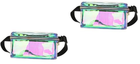PACKOVE 2stücke Reflektierender Pu-Leder Bauchtasche Holographische Farbwechselnde Umhängetasche Für Reisen Unisex Verstellbarer Gürtel Große Kapazität Für Alltag Und