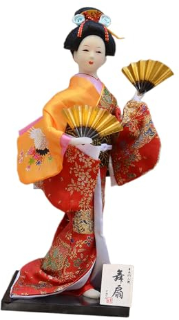 perfk Japanische Geisha-Kimono-Puppe, Schreibtisch-Ornament, Kunsthandwerk, Geisha-Figur, Statuette für Schrank, Bücherregal, Einweihungsgeschenk, Stil D