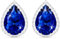 Linawe Sapphire Imitation Diamond Royal Blue Teardrop Stud Earrings for Women, Silver White Gold Cubic Zirconia Navy Blue Statement Rhinestone Crystal Earrings Studs Set