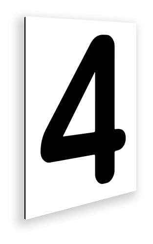 Placa Numero para Casa Exterior Aluminio 18x25 cm - Numeracion Puerta Comercios Naves Viviendas y Locales - Numeros Negros Grandes (Numero 4)