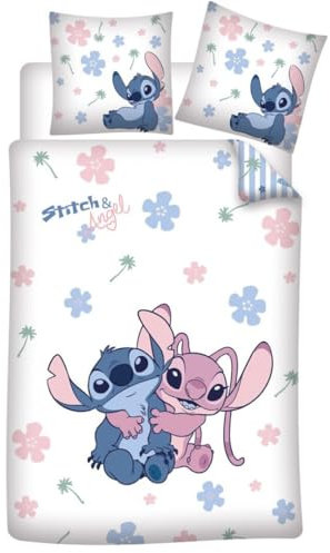 Bettwäsche Stitch & Angel 100 % Polycotton, Bettbezug 135 x 200 cm + Kissenbezug 48 x 74 cm