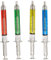 Kugelschiffstifte kreative Spritze Form Kugelschreiber Stifte Imitation Pin Kugelputzstifte Multi -Funktion rot grün blau gelbe Tinte Flüssigkeit Stifte Home 4pcs Kugelschreiberstifte