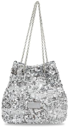 Ceihwa Silber Tasche Glitzer Clutch Glitzer Pailletten Umhängetasche Pailletten Handtasche Hochzeit Tasche Damen Elegant Clutches Kettentasche Damen Abendtasche Glitzernde Handtasche Schultertasche