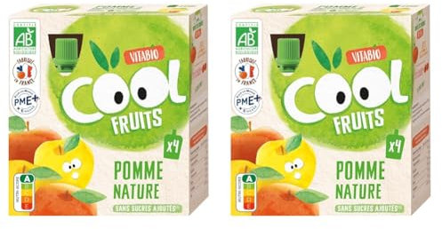 Vitabio Cool - Gourdes Fruits Pomme 4x90 g - Compote - BIO (Lot de 2)