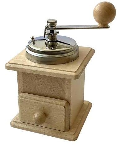 Tredoni Molinillo de café manual de madera tradicional italiano, molinillo de acero inoxidable, molino fino/grueso, 95 ml (beige-níquel)