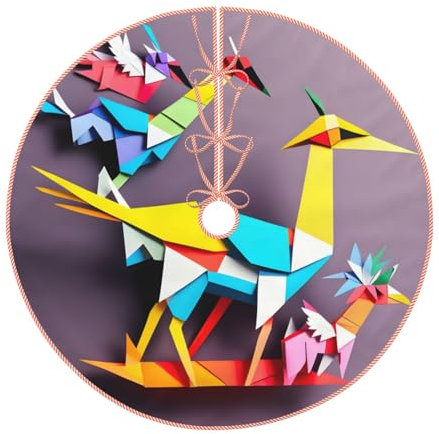 Base per albero di Natale con gru in carta origami, 122 cm, adatta per decorazioni natalizie per albero di Natale.