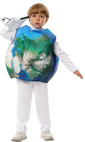 Koongso Kinder-Erd-Kostüm, Unisex, 3D-Globus, Verkleidung, Halloween, Karneval, Rollenspiel, Party, Neuheit, bedrucktes Outfit, Bühnenaufführung, Requisite