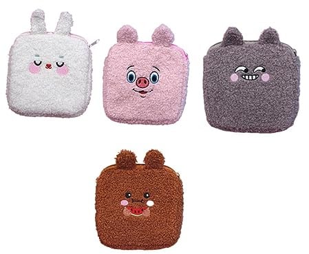 Baluue 4stücke Tampon Pouch Tragbare Hygiene-taschen Plüsch Sanitary Napkin Bags Verschiedenen Farben Für Unterwegs Für Geld Münzen Und Persönliche Gegenstände