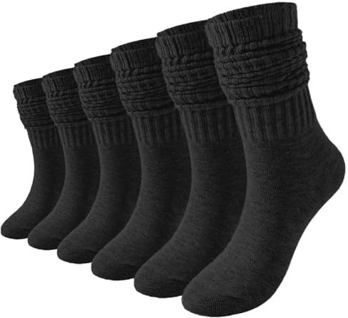 LUFFLOK 3 Paia di Gambaletti Donna, Calze Invernali in Cotone Nere per Donna e Ragazza, Calzettoni Donna Invernali con Bordo Extra Larga Senza Compressione e Top Morbido, Calze Termiche Donna