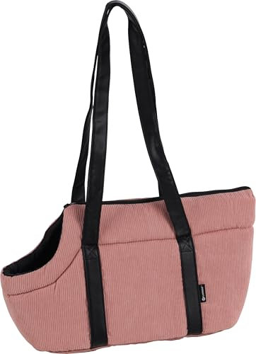 Hundetasche - Tragetasche Alessia Rosa – 46x23x25cm – Polyester mit Rippcord – Öffnung Oben – herausnehmbares Kissen – Sicherheitsleine – Tragegriffe – Außentasche