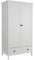 Home Source Bedroom 2 Door 1 Drawer Wardrobe, Clothes Hanging Rail, Storage Shelf, White