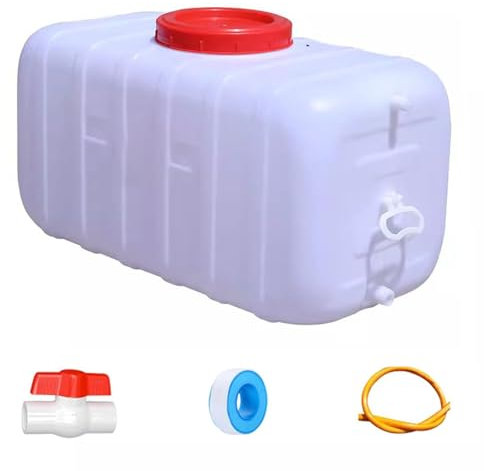 YZRXD Reservoir Eau Camping Car avec Robinet, Portable Bidon d'eau avec Poignée en Polyéthylène Alimentaire pour Camping Van Camion Extérieur(Size:50L,Color:Blanc)