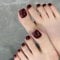 Wine Red Press on Toenails Short Square, Summer Solid Color French Fake Toe Nails, Burgundy Acrylic Full Cover False Toe Nails, Cute Glossy Beach Stick on Toenails for Women Girls, 24Pcs in 12 Sizes