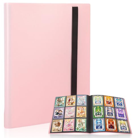 FYSL Sammelkartenalbum 360 Fächer Transparent | Wasserdichtes Sammelalbum für Pokémon Karten | Profi-Ordner für TCG/CCG Karten | Geschenk für Sammler, Kinder (Rosa)