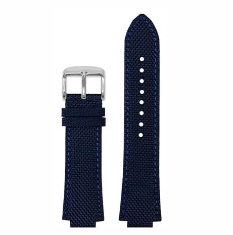 NKCVEZBW Kompatibel mit 1853 Tissot Herrenuhr Super Player PRX Serie T137.410 Modifiziertes Nylon-Lederarmband 26–12 mm Uhrenarmband mit konvexer Öffnung(Blue Silver pin)