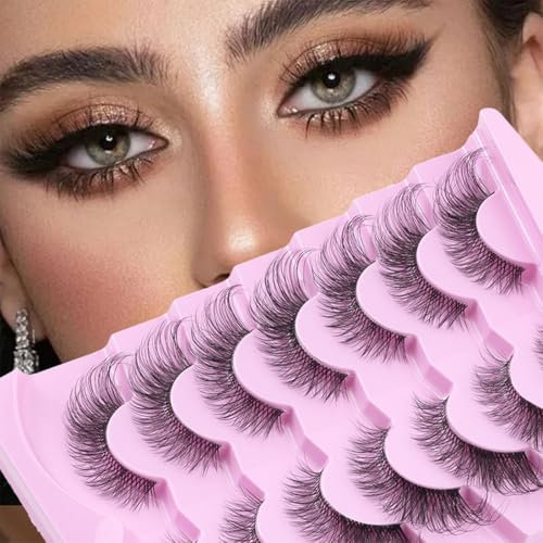 7 paires de Faux cils 3D Oeil de Chat, Volume moelleux Curly Cat-Eye Cils artificiels Look Naturel, Réutilisables Faux cils de maquillage faits main,faux cils,faux cils volume russe