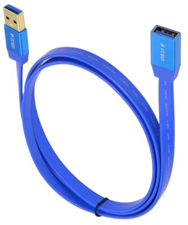 NFHK Ultra Flat Slim USB 3.0 Type-A Male to USB3.0 A Female Cable Extension Blue 5Gbps for Disk SSD Camera Data (200cm)
