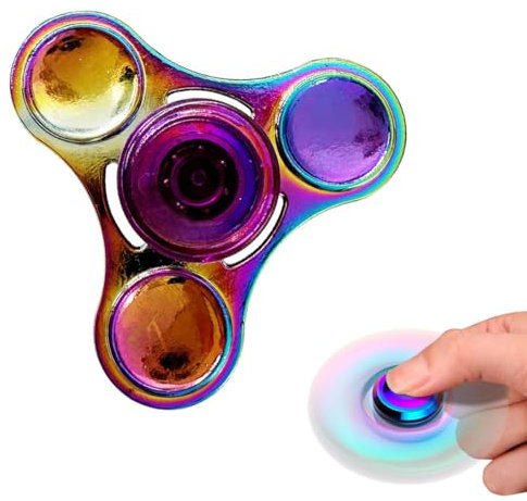 KYLOS Fidget Spinner Metall Finger Spinner Fidget Toys EDC Edelstahl Lager 2-5 Min Hochwertig Hand Kreisel ADHD Anti Stress Spielzeug Tri-Spinner Geschenk Für Kinder Erwachsene Bunt