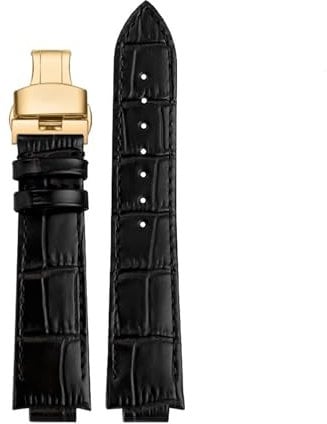 NHYHEHMR Kompatibel mit LV Leder Uhrenkette Metall Schnell abnehmbar konvex 21x12mm kompatibel mit Louis Vuitton Tambour Horizon Cowide Stahl Endlink Uhrengurt (hellrosa weiß)