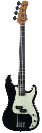 EKO GUITARS – PB‑300 E‑Bass, 4 Saiten, Korpus aus Pappel, Hals Ahorn, Griffbrett Laurel, 2 PB Humbucker Pickups, Vintage Bridge mit 4 Sätteln, Farbe Schwarz