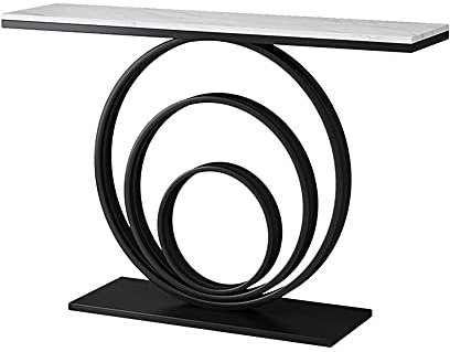 Table console moderne en marbre – Table murale élégante en métal pour salon et bureau – 79,8 x 30 x 79,8 cm – Design élégant et peu encombrant