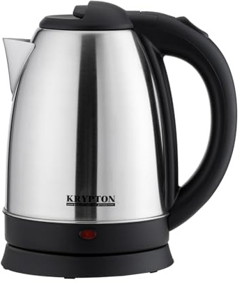 KRYPTON Electric Kettle | 1.8L Cordless Stainless Steel Jug Kettle with LED Indicator for Hot Water Tea Coffee | Boil Dry Protection Auto Shut Off Water Gauge | Swivel Base with Auto Lid Open | 1500W