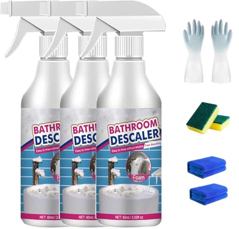 Badezimmer-Entkalker Schaumreiniger, 2025 neuer Badezimmer-Entkalker, Schaumreiniger, Spray, Allzweck-Spülung, Reinigungsschäume, Badezimmer, für Dusche, Glas, Waschbecken, WC, Badewanne (3)