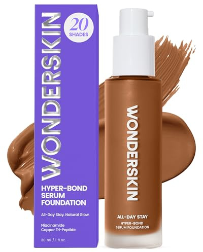 Wonderskin Hyper Bond All-Day Stay Serum Foundation – Waterproof, Transfer-Proof, 24HR Longwear Face Makeup with Niacinamide & Hyaluronic Acid – Lightweight, Natural Finish (Soul)