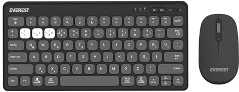 Everest LUMI KM-BT903 Grey 3-in-1 3 BT + 2.4 1600dpi Ultra Slim Q Scissors Wireless Keyboard with 4 Device Ports + Mouse Set