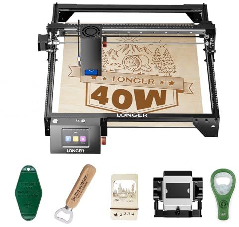 LONGER RAY5 Grabador Láser CNC para Metal, Vidrio y Madera, Pantalla Táctil a Color de 3,5, Control Offline por App, Máquina de Grabado DIY de Alta Precisión, Área de Trabajo 385 x 385 mm, 40W