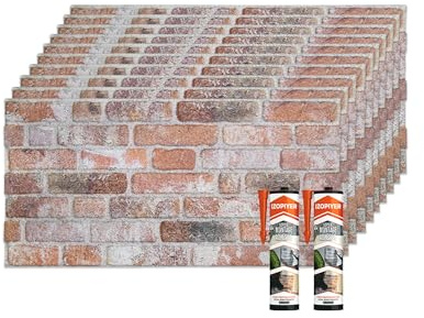 IZODEKOR | Wandverkleidung Steinoptik | 100x50x2 cm | 3D Effekt Wandpaneele Steinoptik für Küche und Wohnzimmer | Drinnen und draußen einsetzbar - 3D Wandpaneele | 10 Stück mit Montagekleber