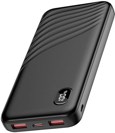 Thunelec Power Bank, 22,5W Powerbank 10000mAh (USB-C Input & Output) PD QC 3.0 Slim Tragbares Ladegerät, LED Anzeige Externer Handyakkus, Klein Aber Stark Externer Akku für Smartphone Tablet (Schwarz)