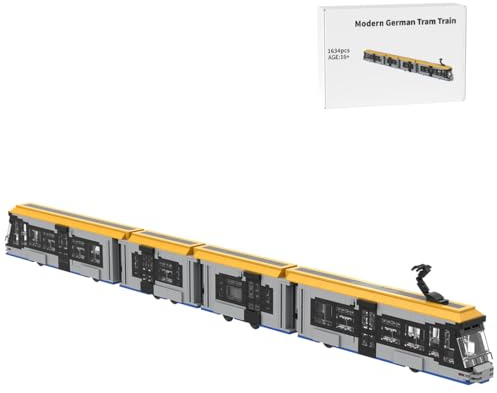 TBRICKFUNR MOC-156979 Deutsche Modern Straßenbahn Klemmbausteine, 1634 Stück Eisenbahn Zug Bausteine, Kreative Home und Büro-Deko & Geschenk für Erwachsene (Statisch)