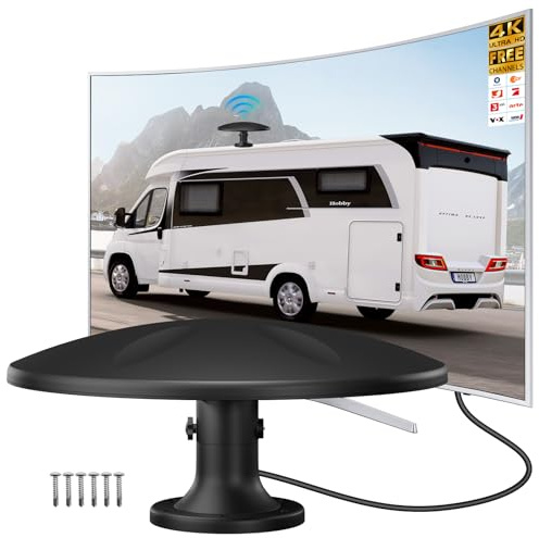Wohnmobil tv antenne, Wohnmobilantenne, Digitale Fernsechantenne für Camper und Wohnmobile,Dvbt2 antenne mit verstärker innen,Dvbt2 antenne 4K HD Empfang, 5m Kabel, kostenlose lokale Sender empfangen
