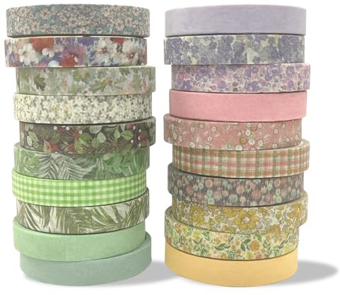 ARWIG 20 Rollen Washi Tape Set, Dekoband für Scrapbooking Zubehör, Masking Tape für Bullet Journaling und Geschenkverpackung, Natur-Motive