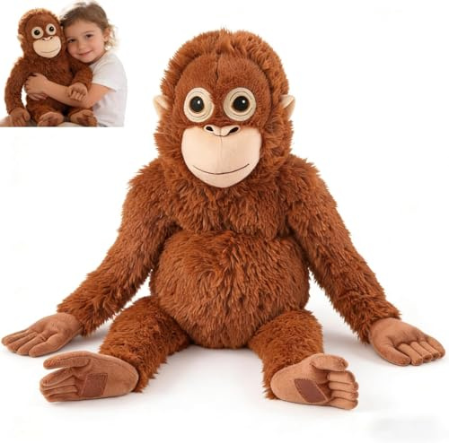 STOAT Punch Monkey Plüschtier, 66 cm Orang-Utan, ultraweiches kuscheliges Affenspielzeug, umweltfreundlich, waschbar, gefüllt mit PP-Baumwolle, unbedenklich, lebensecht