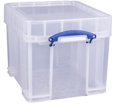 Really Useful Box Plastic Storage Box 35 Litre with XL Lid Clear