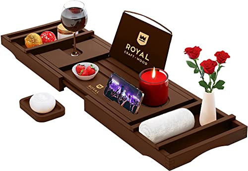 ROYAL CRAFT WOOD Badewannenablage aus Bambus, inkl. Seifenhalter, Braun