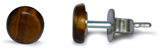 Tigerauge Edelstein Ohrstecker 6mm, Flach Runde, 925 Silber