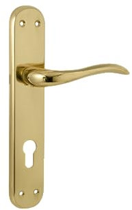 Tesa Assa Abloy MOS0L885LP Juego De Manillas De Placa Larga Modelo Oslo Latón Pulido Con Bocallave a 85 mm Entrada