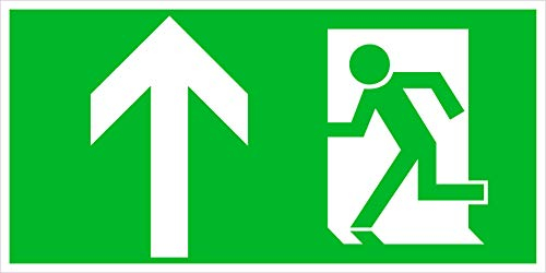 Notausgang Schild, Rettungskennzeichnung sehr stabil (Notausgang oben/geradeaus)