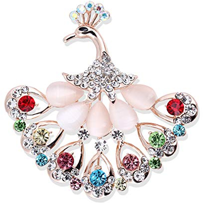 YAZILIND Mode Opal Brosche Kragen Schnalle Pin Frauen Niedlichen Tier Breastpin Kleidung Zubehör Party Corsage Pfau