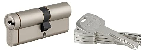 Cylindre de Serrure 35x45mm TRANSIT 1 - Système de Sécurité Finition Nickel - Usage Porte d'Entrée - Fabriqué en France - Livré avec 4 Clés Plates Réversibles - Garanti 10 Ans - THIRARD